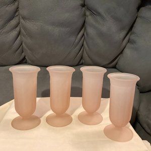 VTG 1960 Indiana Glass-Set of 4 Pale Pink Colonial Panels Parfait/Sundae Glasses
